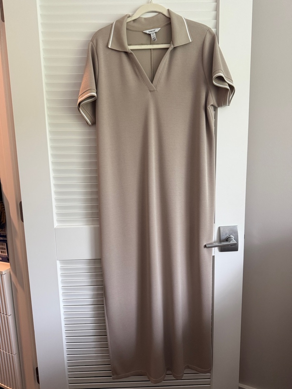 Spanx Taupe Polo-Style Maxi Dress with Contrast Trim
